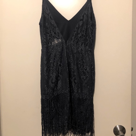 Size 2 Lace Navy Dress with tassels - Picture 2 of 5